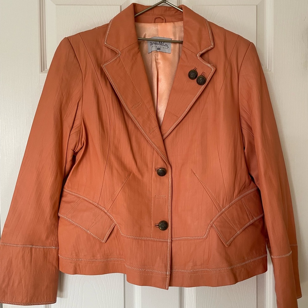 🔥 Pamela McCoy Collections Leather Blazer – Y2K Western Chic